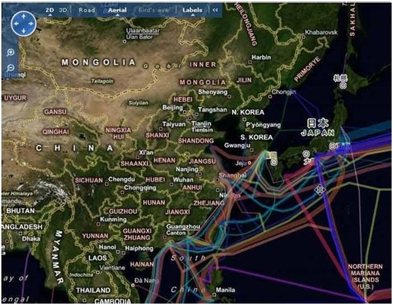 中国大陆海底光缆分布图