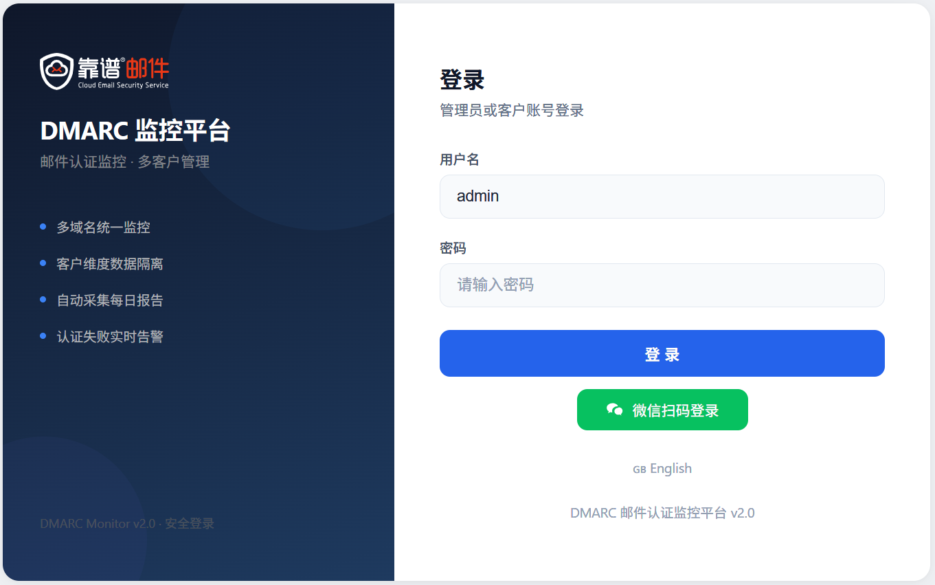 专注DMARC报告解析、告警和监控